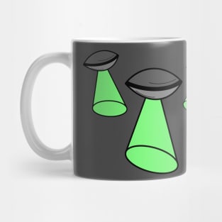 Three UFOs beaming around Mug